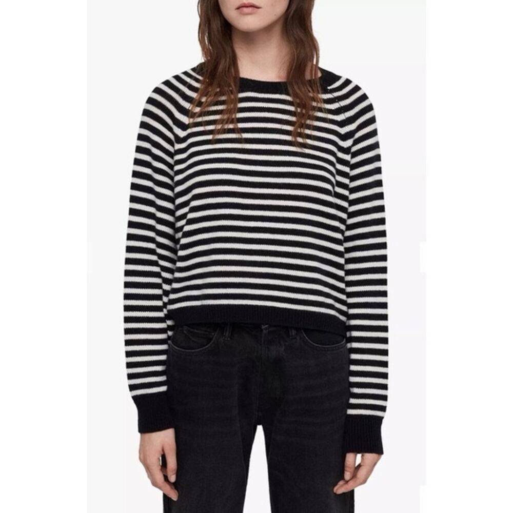 AllSaints Marcel Cropped Stripe Sweater in Women's Small